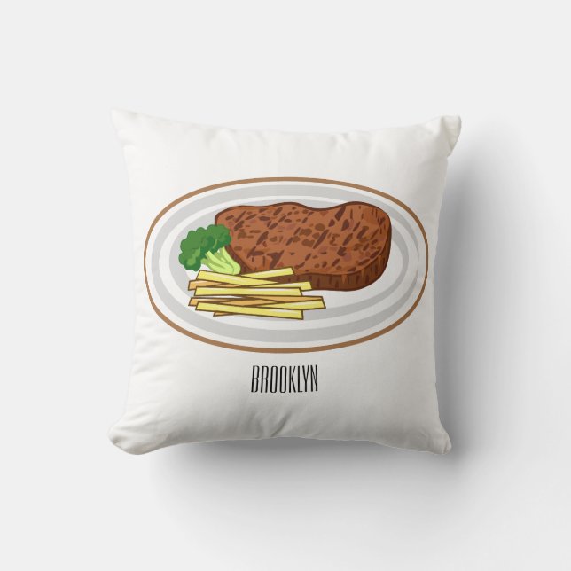 Coussin Illustration de dessin de steak (Recto)