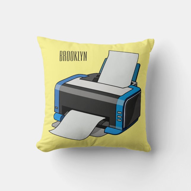Coussin Illustration de dessin d'imprimante (Recto)