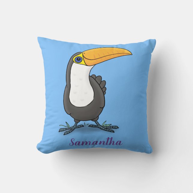 Coussin Illustration de dessin humoristique du toucan joye (Recto)