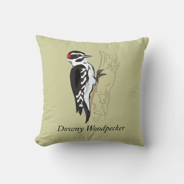 Coussin Illustration de Downy Woodpecker (Recto)