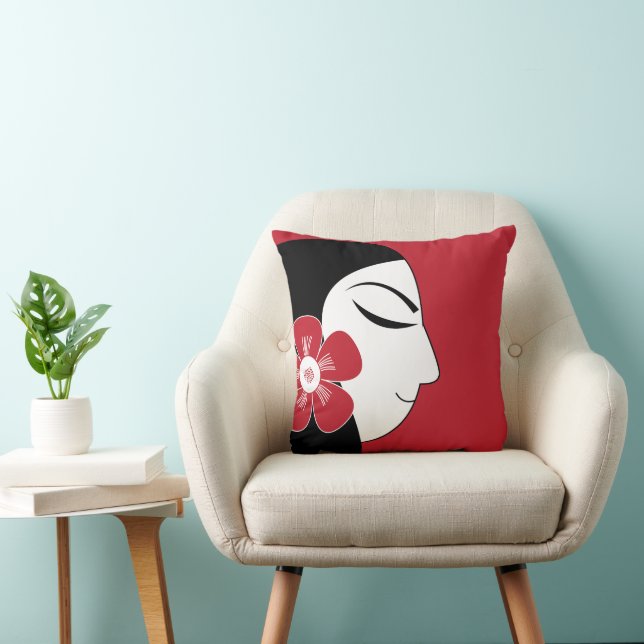 Coussin Illustration de femme magnifique (Chaise)