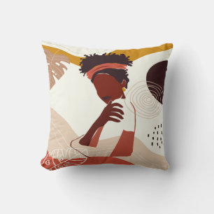 Coussin Illustration de femme noire, Portrait