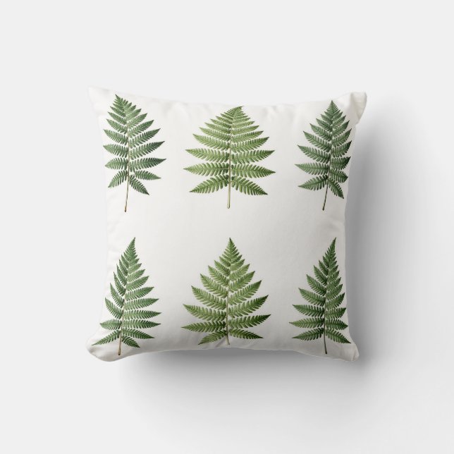Coussin Illustration de feuilles de fougère botanique vint (Recto)