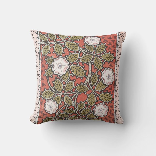 Coussin Illustration de fleur d'art de rose sauvage vintag (Recto)
