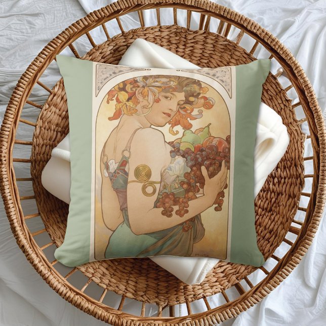 Coussin Illustration de fruits Alphonse Mucha (Créateur téléchargé)