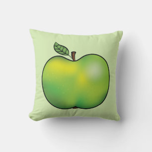 Coussin Illustration de fruits de pomme de dessin vert