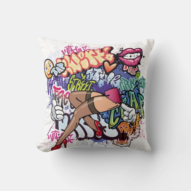 Coussin Illustration de graffiti avec lettres de graffitis (Recto)