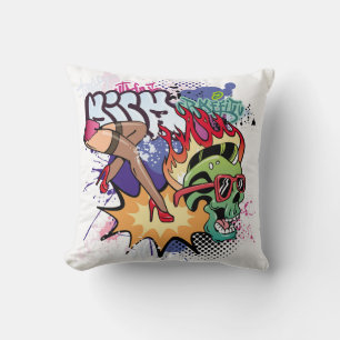 Coussin Illustration de graffiti avec lettres de graffitis
