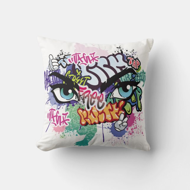Coussin Illustration de graffiti avec lettres de graffitis (Recto)