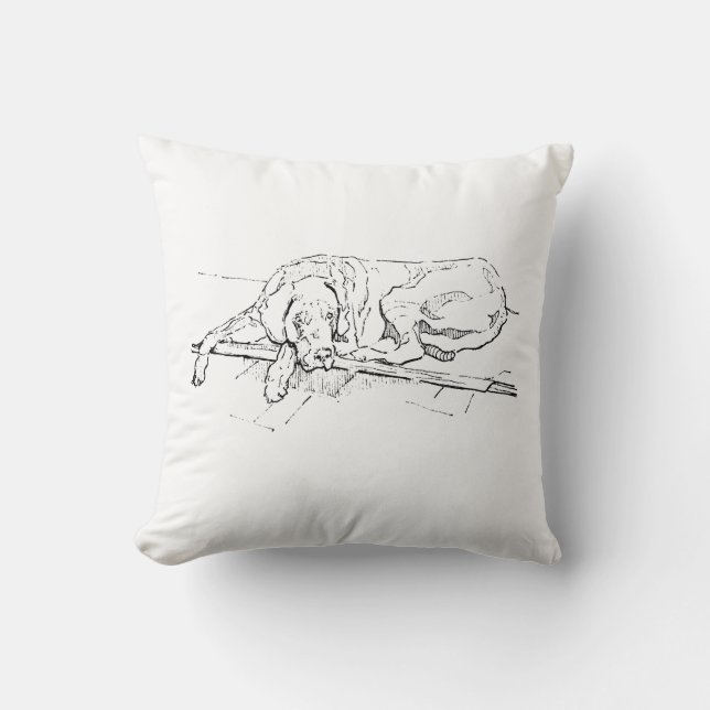 Coussin Illustration de Grand Danois à l'encre (Recto)