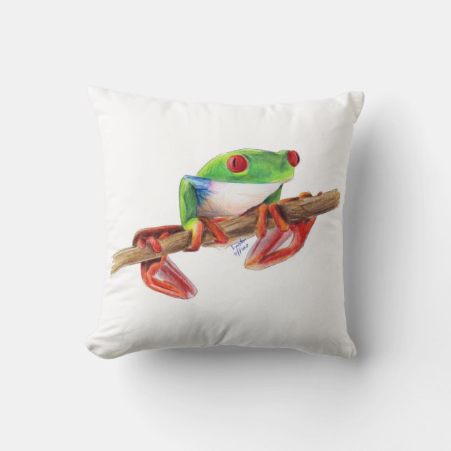 Coussin Illustration de grenouille arboricole mignonne (Recto)