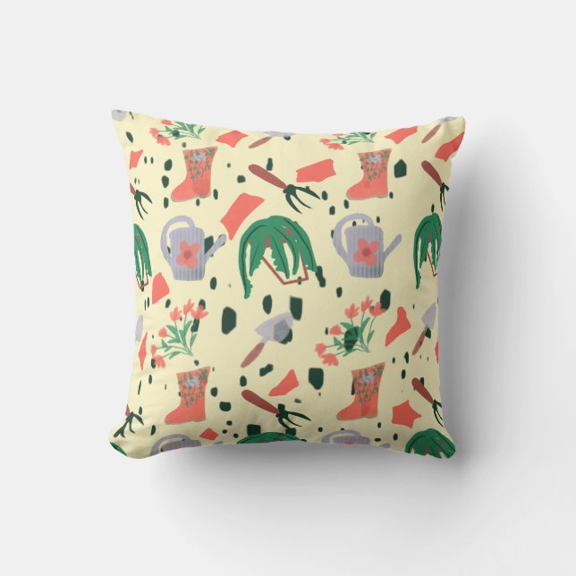 Coussin Illustration de gribouillis de jardinage de printe (Recto)