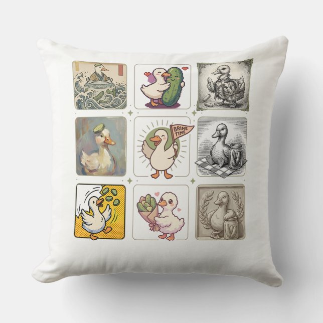 Coussin Illustration de grille de canard drôle (Recto)