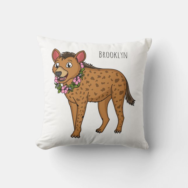 Coussin Illustration de Hyena et de fleurs (Recto)