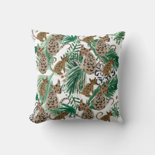 Coussin Illustration de jaguar à l'aquarelle Impression d'