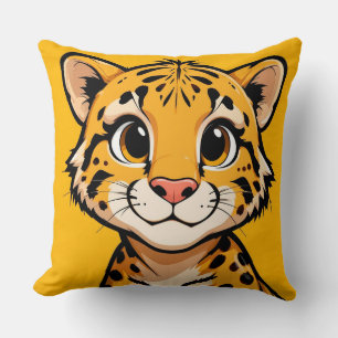 Coussin Illustration de jeune guépard de dessin animé mign