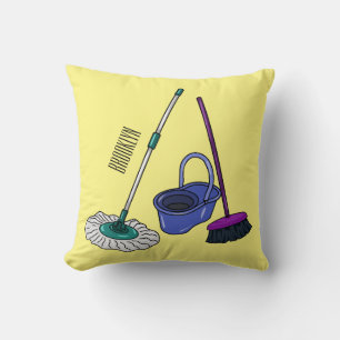 Coussin Illustration de la bande dessinée Broom & mop