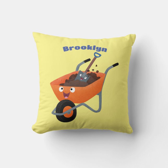 Coussin Illustration de la brouette en brouette orange trè (Recto)