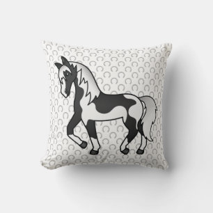 Coussin Illustration de la caricature du cheval de Trot no