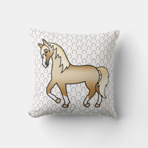 Coussin Illustration de la caricature du cheval de Trot Pa