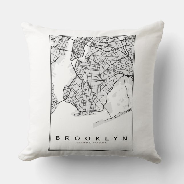Coussin Illustration de la carte Brooklyn (Recto)