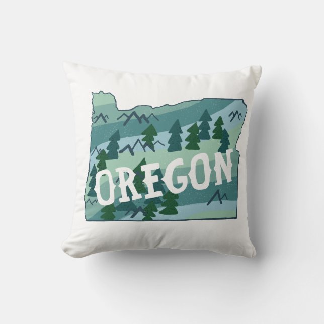 Coussin Illustration de la carte de l'État de l'Oregon (Recto)