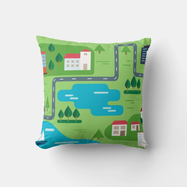 Coussin Illustration de la feuille de route de l'illustrat (Recto)