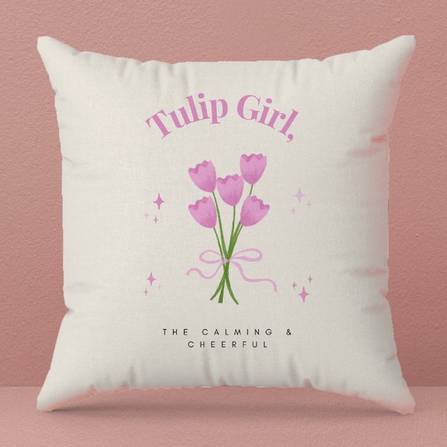 Coussin Illustration de la fleur de tulipe rose aquarelle (Créateur téléchargé)