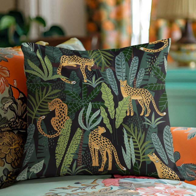 Coussin Illustration de la forêt de Leopard Jungle sans vo (Créateur téléchargé)