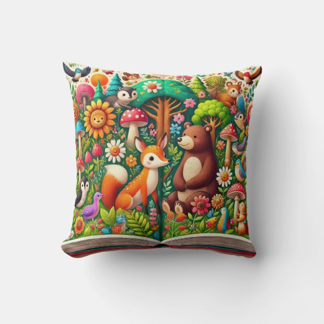 Coussin Illustration de la forêt fantaisiste (Recto)