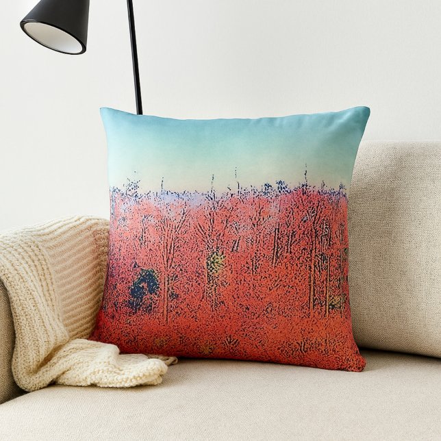 Coussin Illustration de la forêt marécageuse en orange et  (Créateur téléchargé)