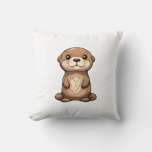 Coussin Illustration de la loutre de dessin