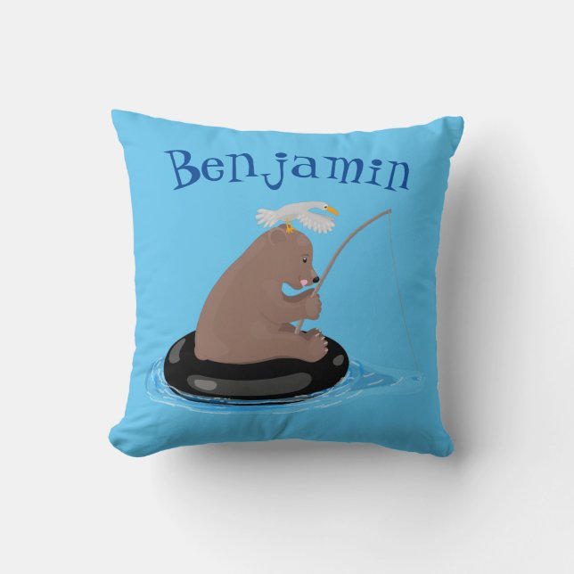 Coussin Illustration de la pêche de l'ourson mou (Recto)