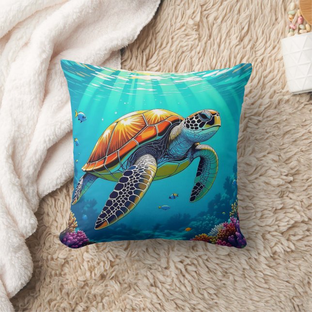 Coussin Illustration de la tortue de mer (Couverture)