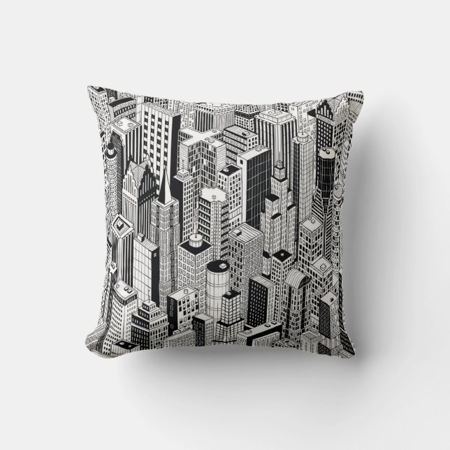 Coussin Illustration de la ville Skyscraper, isométrique t (Recto)
