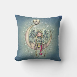 Coussin Illustration de l'ange scintillant et du hibou