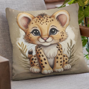 Coussin Illustration de l'aquarelle adorable bébé Cheetah