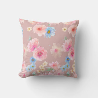 Coussin Illustration de l'aquarelle des fleurs. Coloris aq