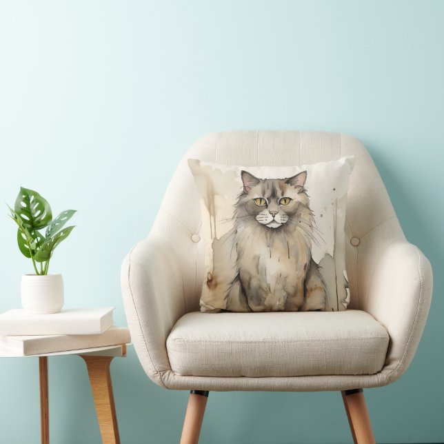 Coussin Illustration de l'aquarelle du Maine Coon (Chaise)