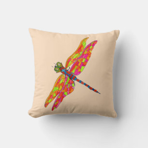 Coussin Illustration de l'aquarelle du néon de libellule
