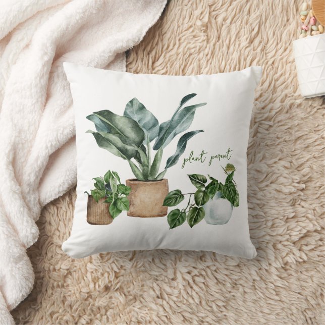 Coussin Illustration de l'aquarelle mignonne "Parent Plant (Couverture)