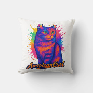Coussin Illustration de l'art de la flûte de chat Curl amé