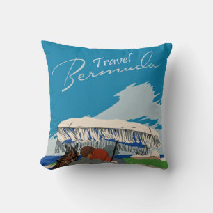 Coussin Illustration de l'art de voyage des Bermudes vinta
