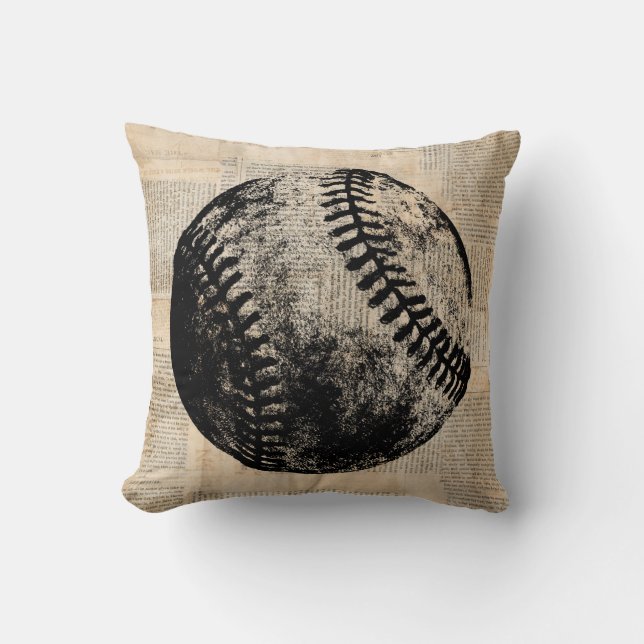 Coussin Illustration de l'art du baseball Vintage (Recto)