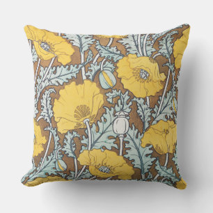 Coussin Illustration de l'art du pavot Flower Nouveau