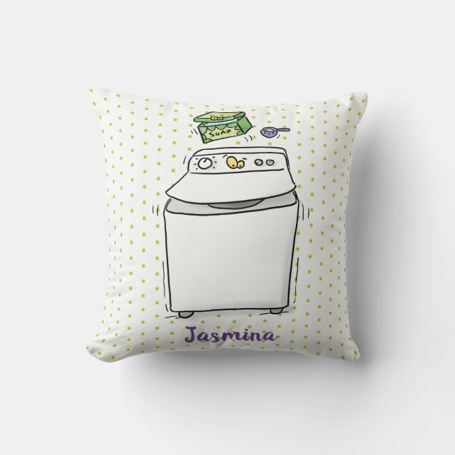 Coussin Illustration de lave-linge mignonne (Recto)
