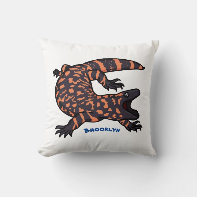 Coussin Illustration de lézard géant affamé (Recto)