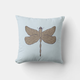 Coussin Illustration de libellule bleue et marron