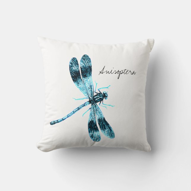 Coussin Illustration de libellule d'insectes vintages (Recto)