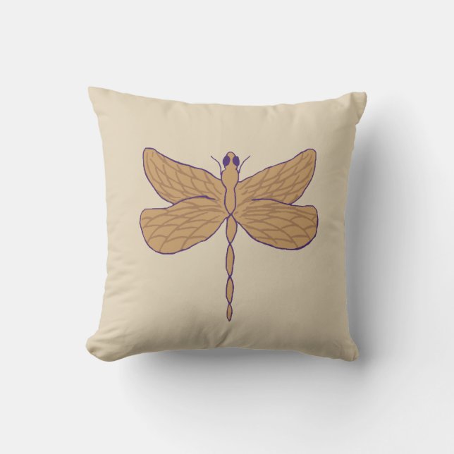Coussin Illustration de libellule violet et brun (Recto)